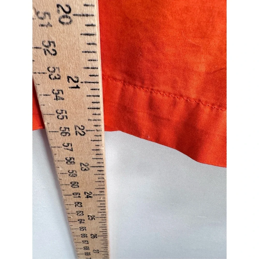 Old Navy Puff‎ Sleeve Blouse sz L Orange Smocked Back poplin preppy regency